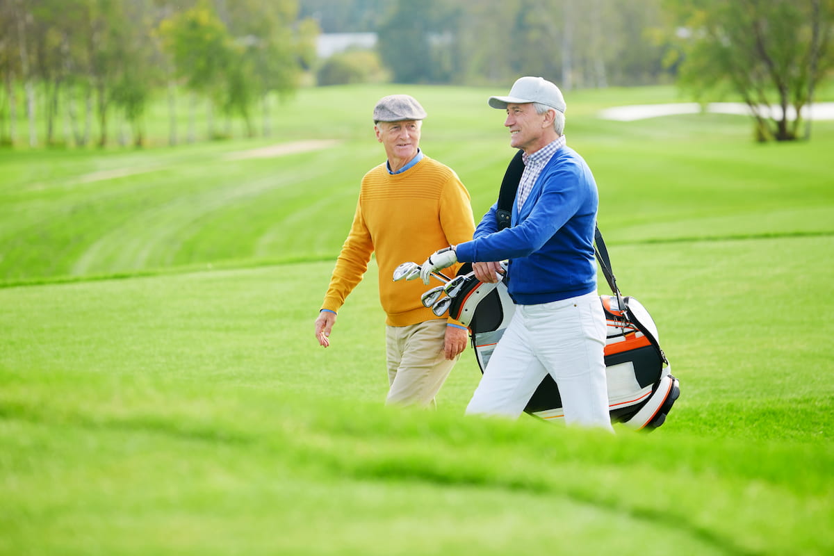 Golfers walk along the course in Terre Haute, Indiana