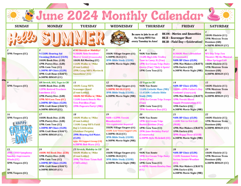 June 2024 Community Life Calendar