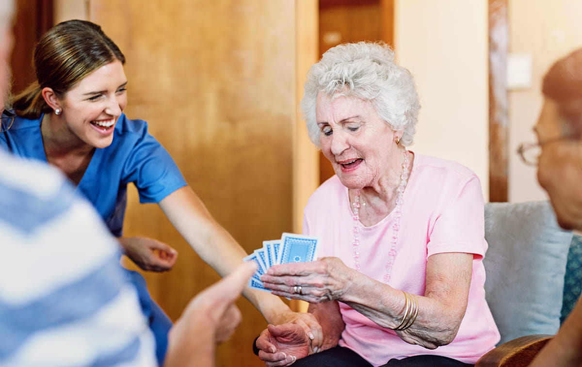 Resident and Team Member Interacting During a Game