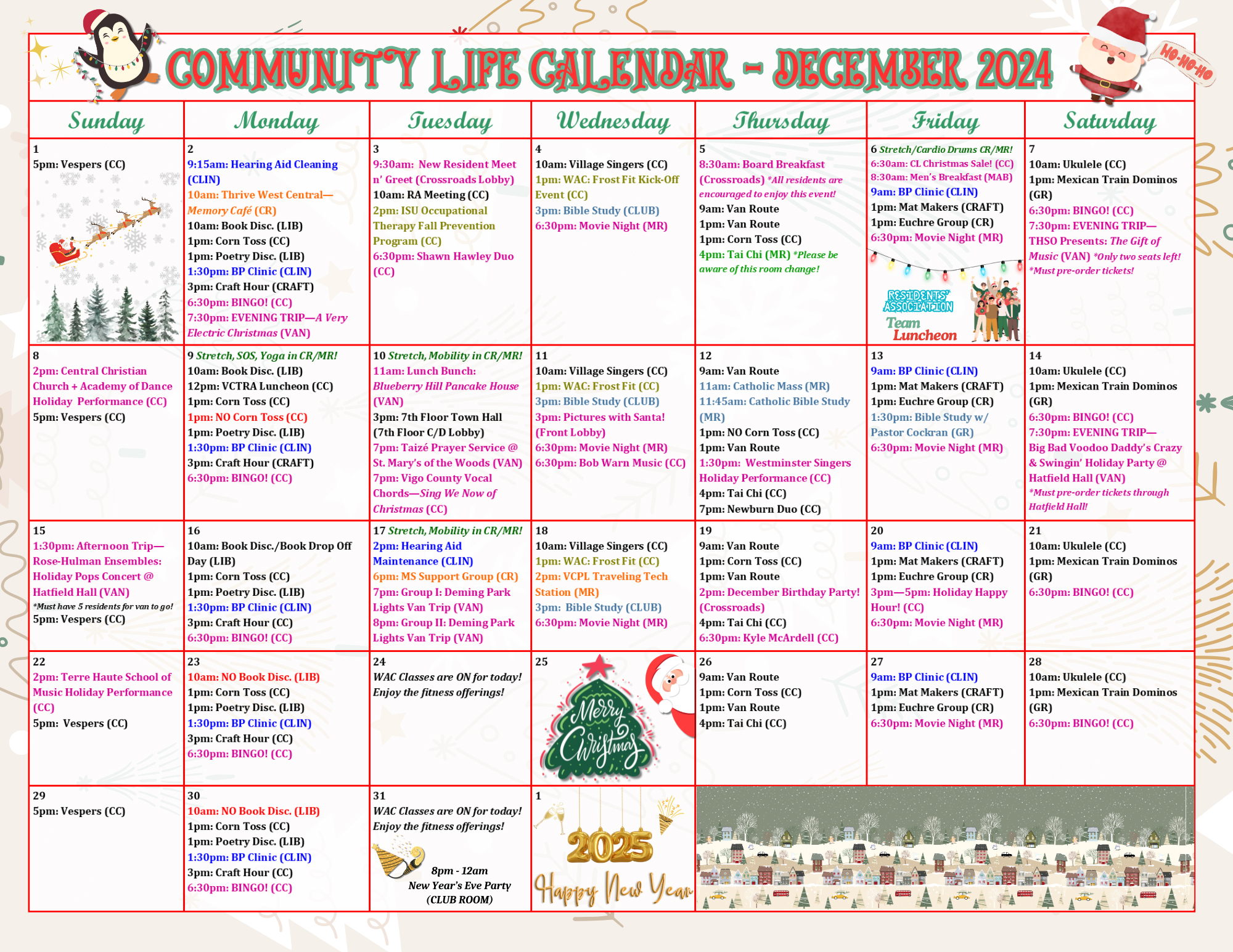 December 2024 Community Life Calendar