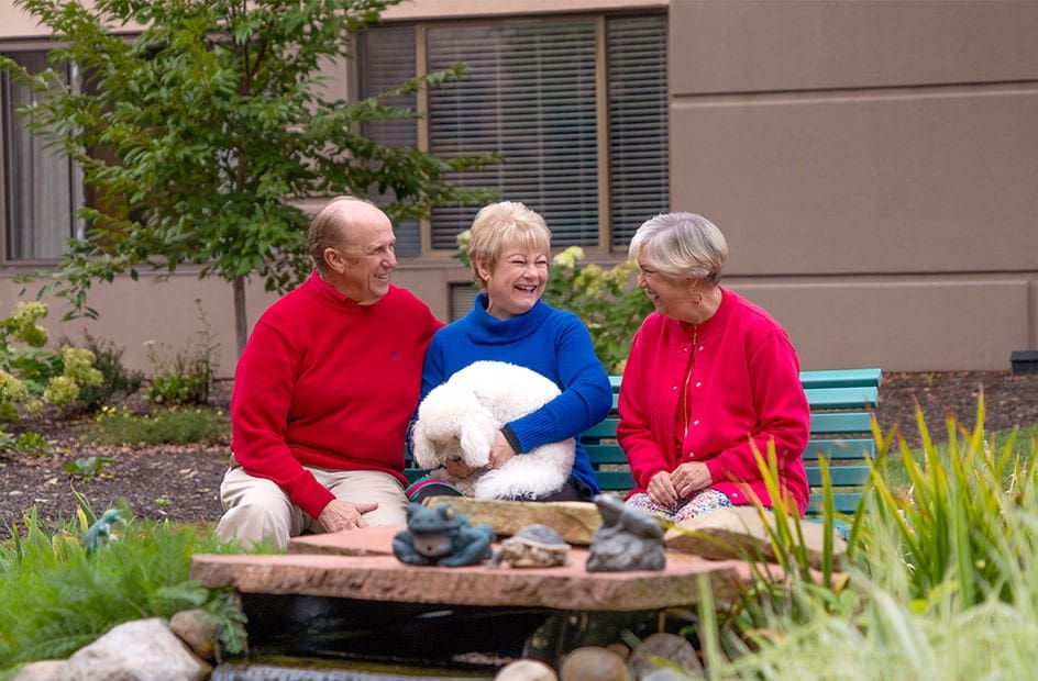 Happy residents in a social setting