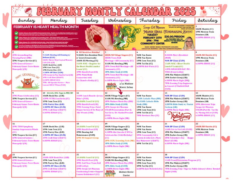 February 2025 Community Life Calendar