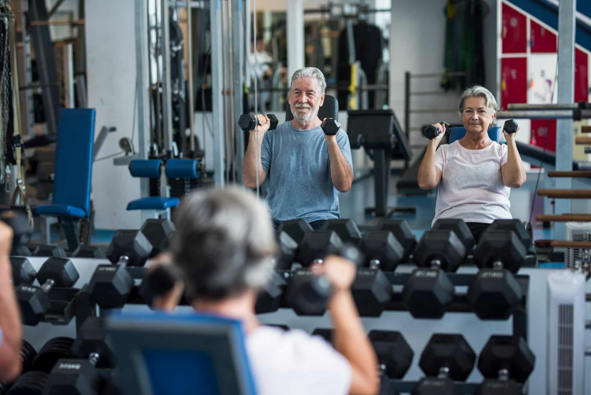 A couple of retirees enjoying a workout