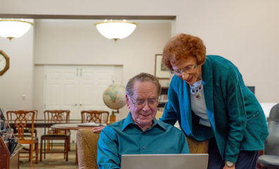 senior man on computer
